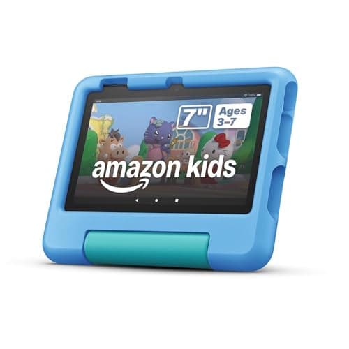 Amazon Fire 7 Kids tablet (newest model), ages 3-7. Top-selling 7" kids tablet on Amazon - 2022, ad-free content with parental controls included,...