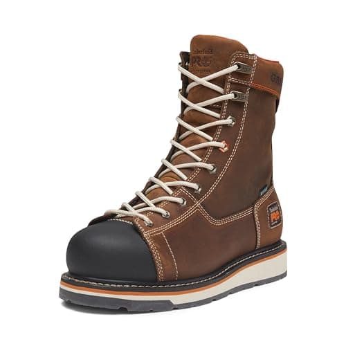 Timberland PRO Men's CSA Gridworks 8 Inch Alloy Safety Toe Puncture Resistant Waterproof Industrial Work Boots, Brown, 14 Wide
