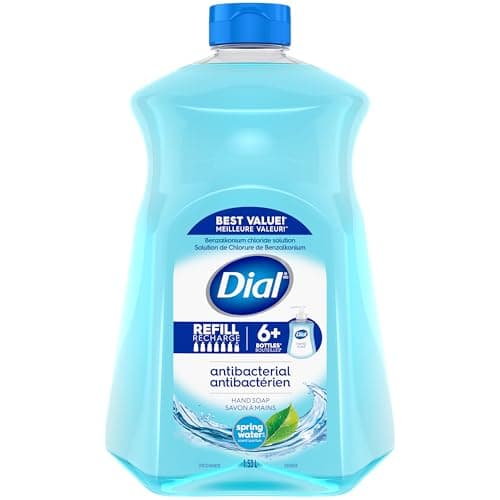 Recharge de savon liquide antibactérien pour les mains Dial, parfum eau de source, 1,53 litres, testé dermatologiquement, pH équilibré, sans silicones, parabènes,...