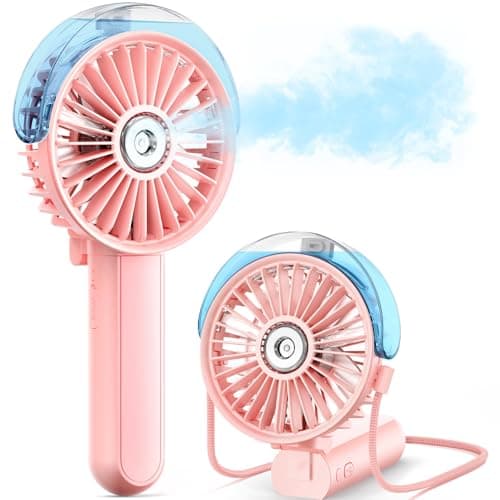SWEETFULL Misting Fan Portable - 180° Foldable Handheld Personal Fan with Mist Spray, 3 Speeds, 30ml Water Tank, USB Rechargeable for Travel,...