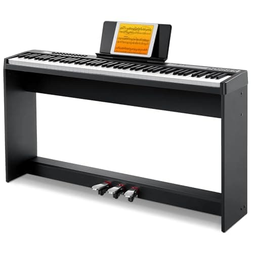 Clavier de piano numérique Donner sensible à la vélocité 88 touches avec support de piano amovible, piano électrique compact pour débutant avec mode divisé, LED...