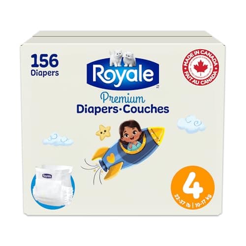 Couches Royale Premium, taille 4 (22-37 lb), 156 pièces, couches jetables pour bébé (l'emballage peut varier)