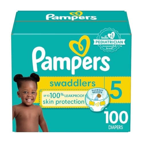 Pampers, couches Swaddlers, couches jetables ultra absorbantes pour nourrissons, taille 5 (12,25+ kg), 100 unités