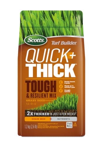 Scotts Turf Builder Quick + Thick Tough & Resilient Grass Seed Mix, 1.2kg (167 sq Meters / 1,805 sq feet Coverage) | Resilient Mix for Active...