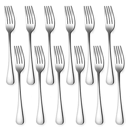 Set of 12, Stainless Steel Dinner Forks Silverware Set, Heavy-Duty Dinner Forks (8 Inch) Cutlery Set, Dishwasher Safe (Silver)