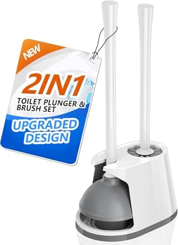 Ensemble piston et brosse de toilette, brosse à cuvette et brosse de toilette robuste avec support ventilé, brosse de toilette 2 en 1 et combo piston pour salle de bain...