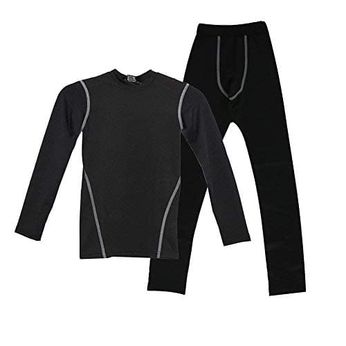 Couche de base de hockey pour garçons, évacuant l'humidité, sous-vêtements à séchage rapide, chemise thermique à col rond, leggings 2 pièces
