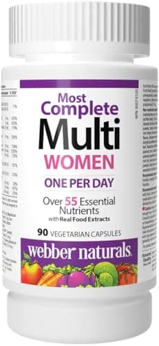 Webber Naturals Most Complete Multi For Women, 90 Capsules, One-Per-Day, Over 55 Vitamins, Minerals, and Whole Food Fruit and Vegetable Sources per...