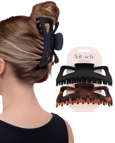 Kitsch 5 Inch Large Claw Clips for Thick and Long Hair | Strong Grip Jumbo Claw Clip for All-Day Hold | 2pcs Matte Oversized Hair Accessories