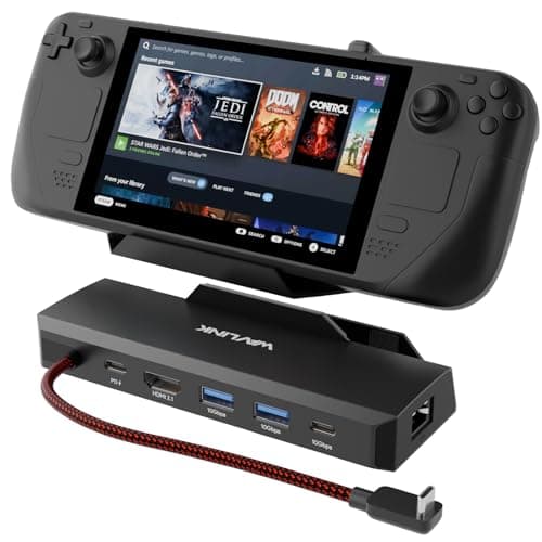 Steam Deck Dock, WAVLINK 6-in-1 Docking Station for Steam Deck/ROG Ally with 4K@144Hz HDMI 2.1, 100W PD in, 3X 10G USB 3.2, Gigabit RJ45