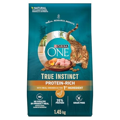 Purina ONE True Instinct Croquettes pour chats sans céréales, poulet riche en protéines - Sac de 1,45 kg