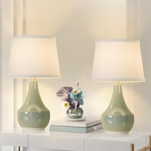 GyroVu Lampe de table Ensemble de 2, Lampe de table en céramique Classique à côté des lampes Lampe de table de chevet Lampe de table moderne pour salon, chambre et bureau à bascule...