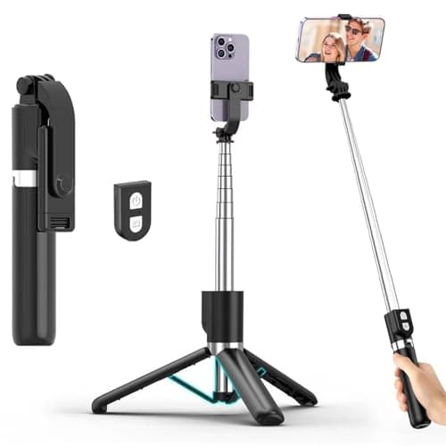 Reinforced Selfie Stick with Remote, Cell Phone Tripod Holder for iPhone 15/14/13/12/11/X/8/7, Galaxy S23/S22/S21/S20/Note/Z Flip, Pixel, OnePlus,...