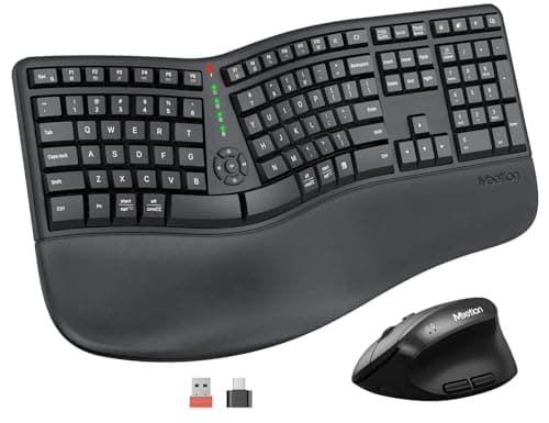 MEETION Ergonomic Wireless Keyboard and Mouse, Ergo Keyboard with Vertical Mouse, Split Curved Keyboard with Wrist Rest, Natural Typing...