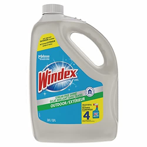 Windex Outdoor Window, Glass, and Patio Cleaner Refill, Streak-Free, Removes Dirt and Grime, Surface Cleaning Shine Spray, 3.8mL