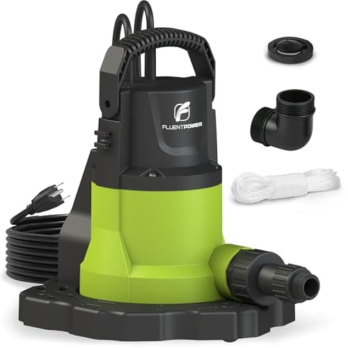 FLUENTPOWER Automatic Submersible Pump for Pool Cover, 3/4 HP 3400GPH Removal Pump with Check Valve Adapter for Swimming Pool, Hot Tub, Boat...