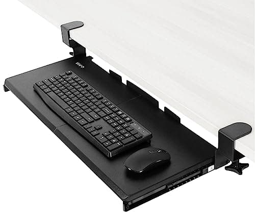VIVO Grand plateau pour clavier sous le bureau extractible avec système de montage à pince C très robuste, 27 (33 pinces comprises) x 11 po...