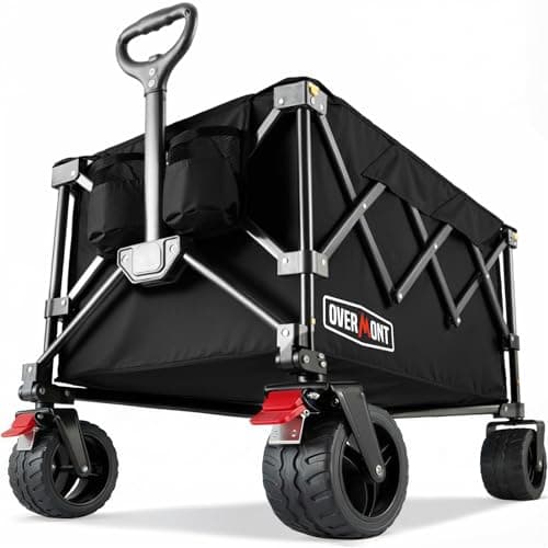 Chariot pliable ultra-compact Overmont - Wagon pliant portable de 200 L avec roues tout terrain, chariot pliable utilitaire pour l'épicerie de plage...