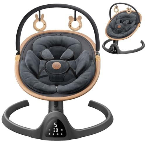 FasonBaby Baby Swing for Newborn, Electric Baby Swings with Music Speaker, 3 Seat Positions, 5 Speeds and Remote Control - Portable Infant Swing...