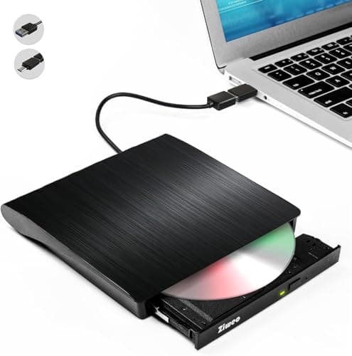 External CD DVD Drive, Portable USB 3.0 Type-C CD Burner CD +/-RW Drive DVD Player for ROM Rewriter Burner Compatible with Laptop Desktop PC...