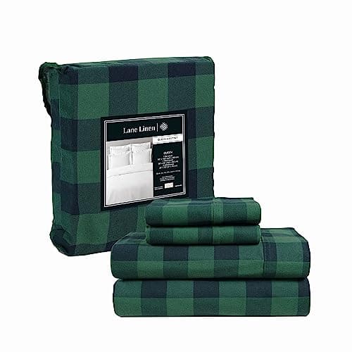 Ensemble de draps en flanelle 100 % coton – Draps en flanelle queen size, ensembles de literie de luxe 4 pièces, légers, brossés pour plus de douceur, chauds et confortables,...