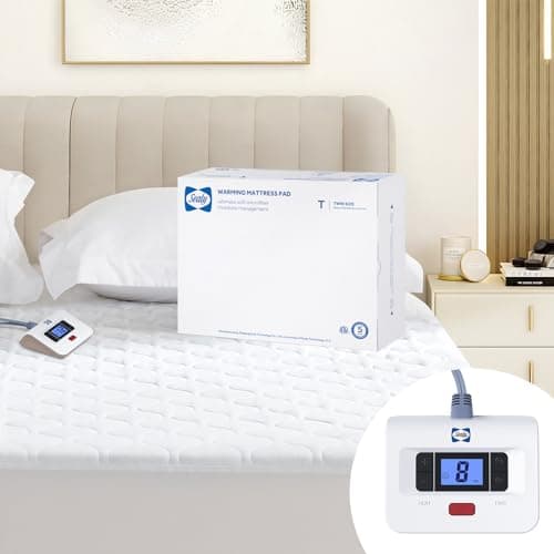 Sealy Matelas chauffant double taille, chauffe-lit électrique matelassé de luxe avec 10 réglages de chaleur et arrêt automatique 1 à 12 heures | Convient à une poche jusqu'à 15" de profondeur |...