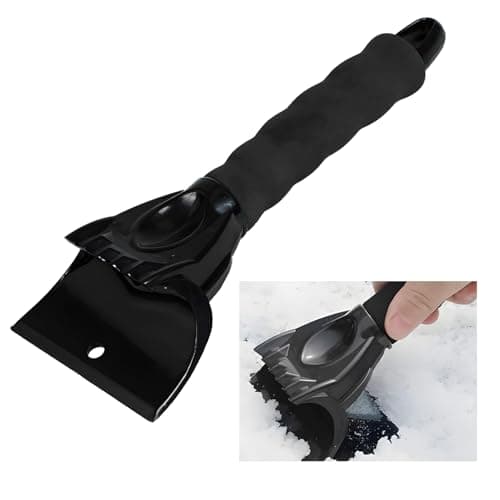 LSKASELUE Grattoir à glace pour pare-brise de voiture, grattoir à givre pour pare-brise de voiture sans rayures de 10 pouces avec poignée en mousse confortable, outil de déneigement hivernal...