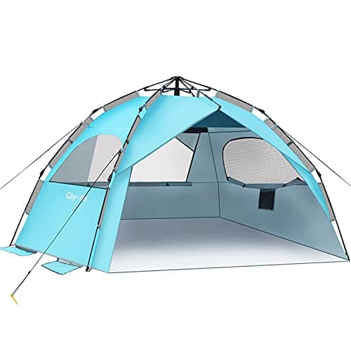 Glymnis Tente de plage pop-up XL pour 4 à 6 personnes, installation facile, abri solaire portable UPF 50+, tente pare-soleil avec sac de transport pour pique-nique sur la plage, le jardin