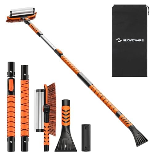 Nuovoware 60" Ice Scraper and Extendable Snow Brush for Car Windshield, 5 in 1 Adjustable Snow Removal Tools with 270° Pivoting Brush Head for Car...