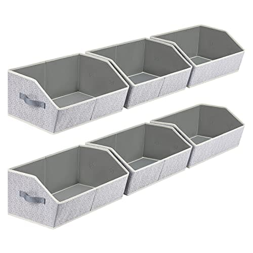 DIMJ Closet Organizers Bins Shelves - 6 Pack Foldable Storage Baskets with Handles, Fabric Trapezoid Storage Bin Organization for Clothes,Towels,...