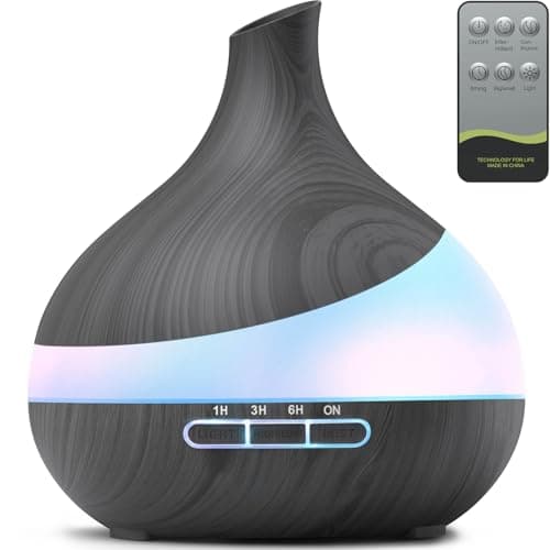 Diffuseur d'huiles essentielles HJTHJT 500ML : Diffuseur d'arômes avec télécommande pour salle de yoga de spa d'hôtel - Humidificateurs pour chambre à coucher avec 14 couleurs LED Night...