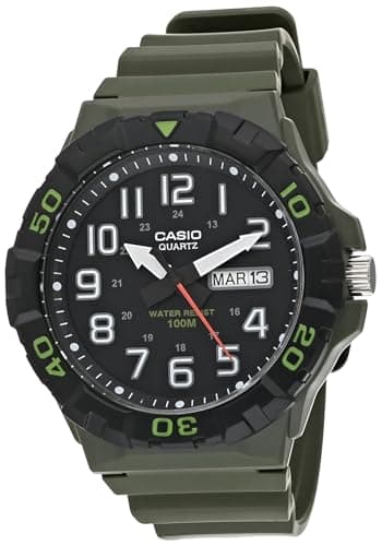 Casio Montre à quartz militaire 3HD MRW-210H-3AV pour homme, noir/vert, sport