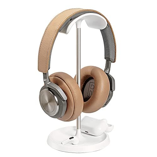 Support pour casque, support pour casque incurvé avec plateau de rangement, support pour casque de jeu à base lourde pour AirPods Max, AirPods, AirPods Pro, Beats, Bose,...