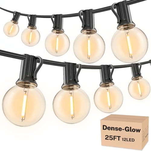 RTTY Outdoor String Lights Patio Light for Outside Waterproof G40 Shatterproof LED Bulbs, Dimmable Hanging Connectable Globe Lighting for Bistro,...