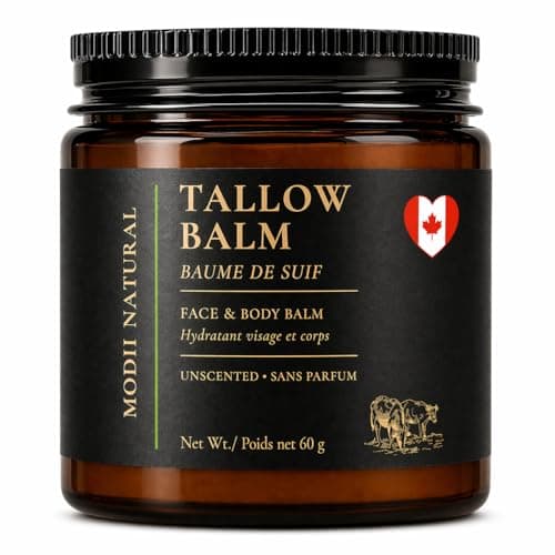 Baume au suif de bœuf pour la peau : hydratant au suif nourri à l'herbe avec du miel, de la cire d'abeille et des huiles d'olive – Baume visage et corps non parfumé pour une hydratation quotidienne – 60 g/2 oz