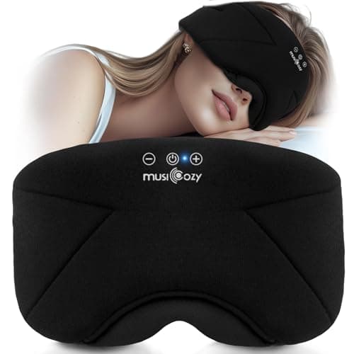 Masque de sommeil Bluetooth MUSICOZY, nouveau masque pour les yeux occultant en coton de bambou 2025 avec son stéréo HD, idéal pour les dormeurs latéraux, unisexe, essentiel de voyage...