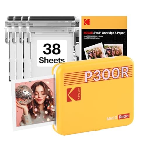 Imprimante photo portable KODAK Mini 3 Retro 3x3'', imprimante smartphone Bluetooth pour iPhone et Android, impressions couleur instantanées, sublimation thermique 4PASS...
