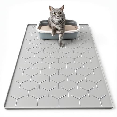 Garoopion Cat Litter Mat, Silicone 86x56cm Large Kitty Litter Box Mat, Waterproof Silicone Matt for Cat, Gray