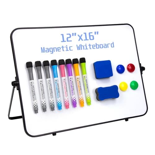 SYCARON Dry Erase Whiteboard 12 x 16'', Magnetic White Board A3, Double Sided White Boards with Stand, Includes 8 Pens & 2 Eraser & 4 Magnets for...