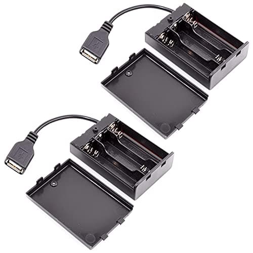 (Pack de 2) Support de 3 piles AA, support de boîtier de 3 piles AA 4,5-5 V avec couvercle et interrupteur marche/arrêt, avec câble USB