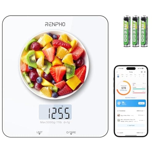 Balance de cuisine RENPHO Smart Food Nutrition, balance alimentaire pour onces et grammes alimentaires, balance à café avec minuterie,...