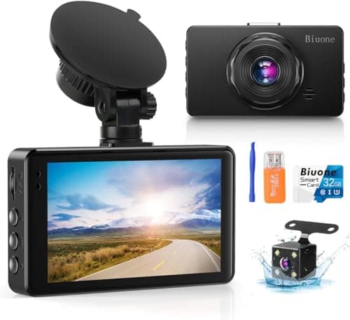 Dash Cam Dash Camera for Cars, Dash Cam Front and Rear Camera with 32G Card, Car Dashcam 1080P Dashboard Camera with Super Night Vision...