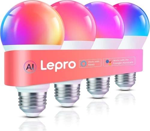 Ampoule intelligente Lepro B1 AI, ampoules LED à changement de couleur, fonctionne avec Alexa et Google Assistant, WiFi et Bluetooth, synchronisation de la musique, via l'application Lepro, RGBWW...