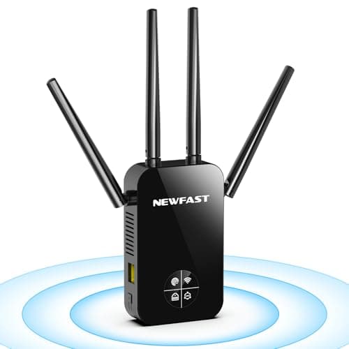 NEWFAST 1200Mbps WiFi Extender Signal Booster,Dual-Band (5GHz/2.4GHz) Wireless Repeater with WPS,Ethernet Port,MU-MIMO,WiFi Signal has a Large...