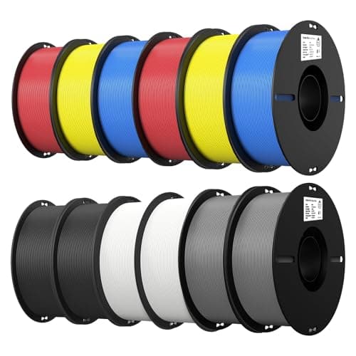 Pack de 12 filaments d'imprimante 3D Creality Ender PLA 1,75 mm pour l'impression 3D, liaison forte sans enchevêtrement et performances de surplomb, précision +/-...
