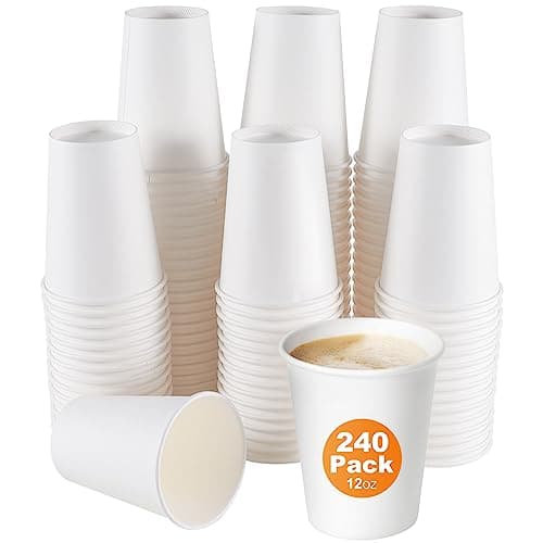 WUHUIXOZ Paquet de 240 gobelets en papier jetables de 12 oz, tasses à café en papier, gobelets à boissons chaudes/froides