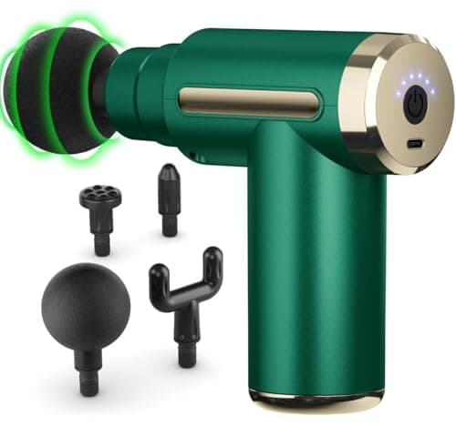 Pistolet de massage cotsoco, pistolet de massage avec 4 têtes de massage et 6 vitesses, mini masseur électrique portatif de type C, format voyage, meilleur cadeau pour papa...