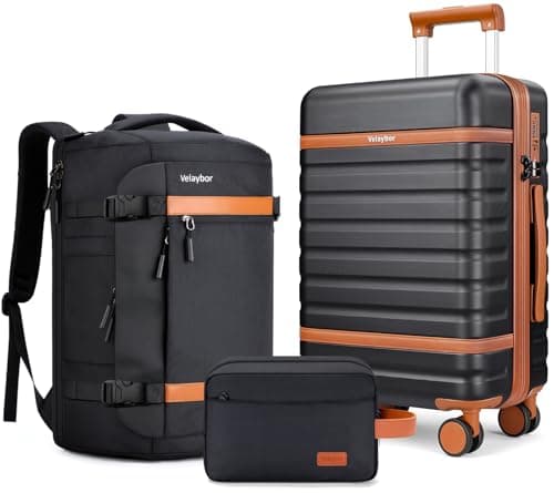 Ensembles de bagages Velaybor 3 pièces avec roulettes, valise rigide légère en PC avec serrure TSA et fermetures éclair YKK, bagage à main de 20 pouces avec...