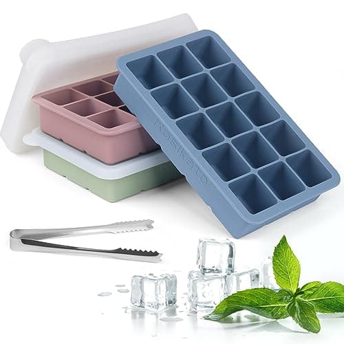 2024 Newest Ice Cube Tray with Lid, 3 Packs 45 Cubes, Silicone Ice Cube Trays Large Reusable and BPA Free for Whiskey, Cocktail, Drinks&Baby Food,...