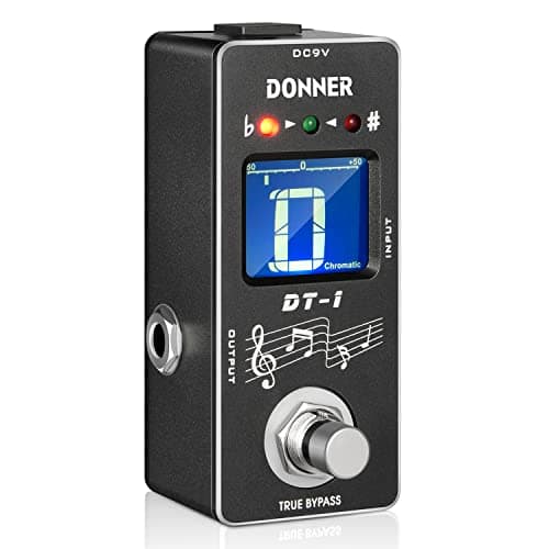 Donner Pédale d'accordeur, pédale d'accordeur de guitare chromatique Dt-1 avec indicateur de hauteur pour guitare électrique et basse True Bypass